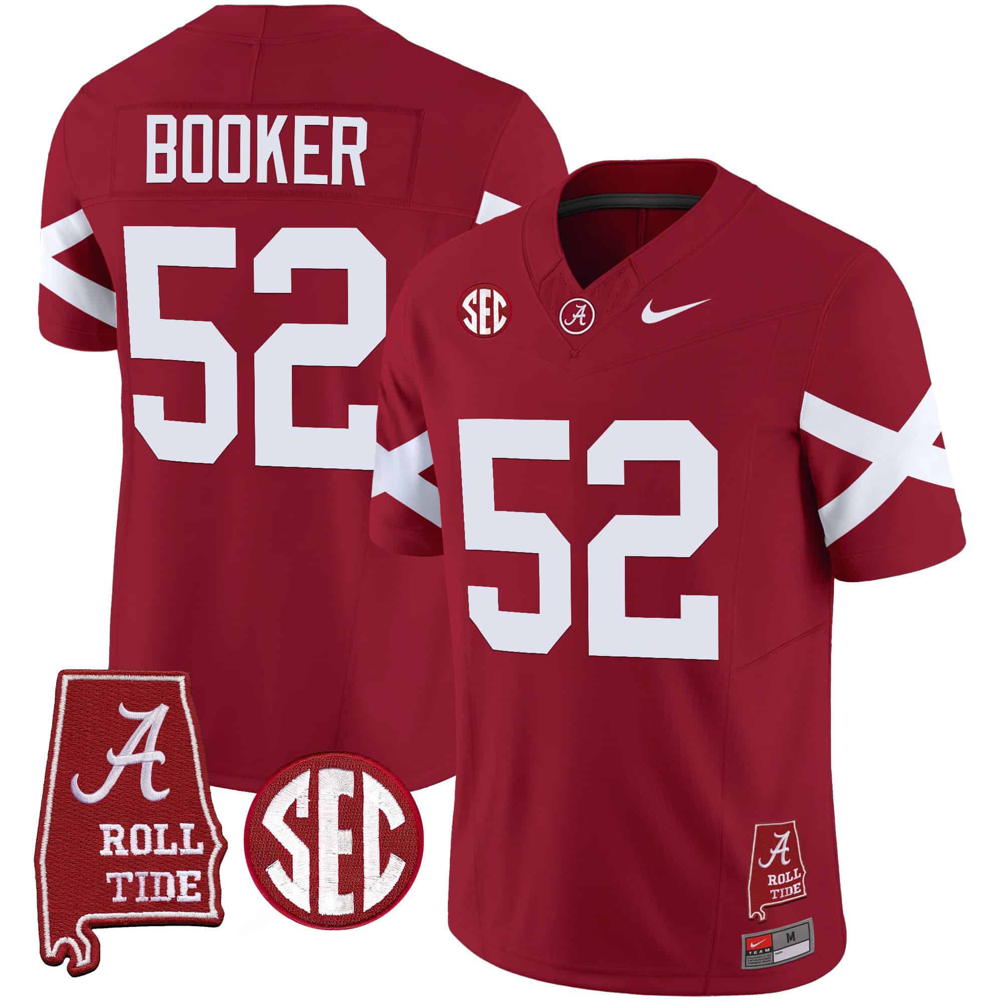 Men Alabama Crimson Tide #52 Booker Red Map Vapor Limited 2024 Nike NCAA Jersey->indianapolis colts->NFL Jersey